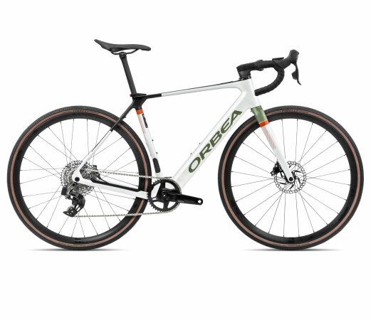 Orbea GAIN M31e 1X - 2024 | White Chic - Metallic Green Artichoke